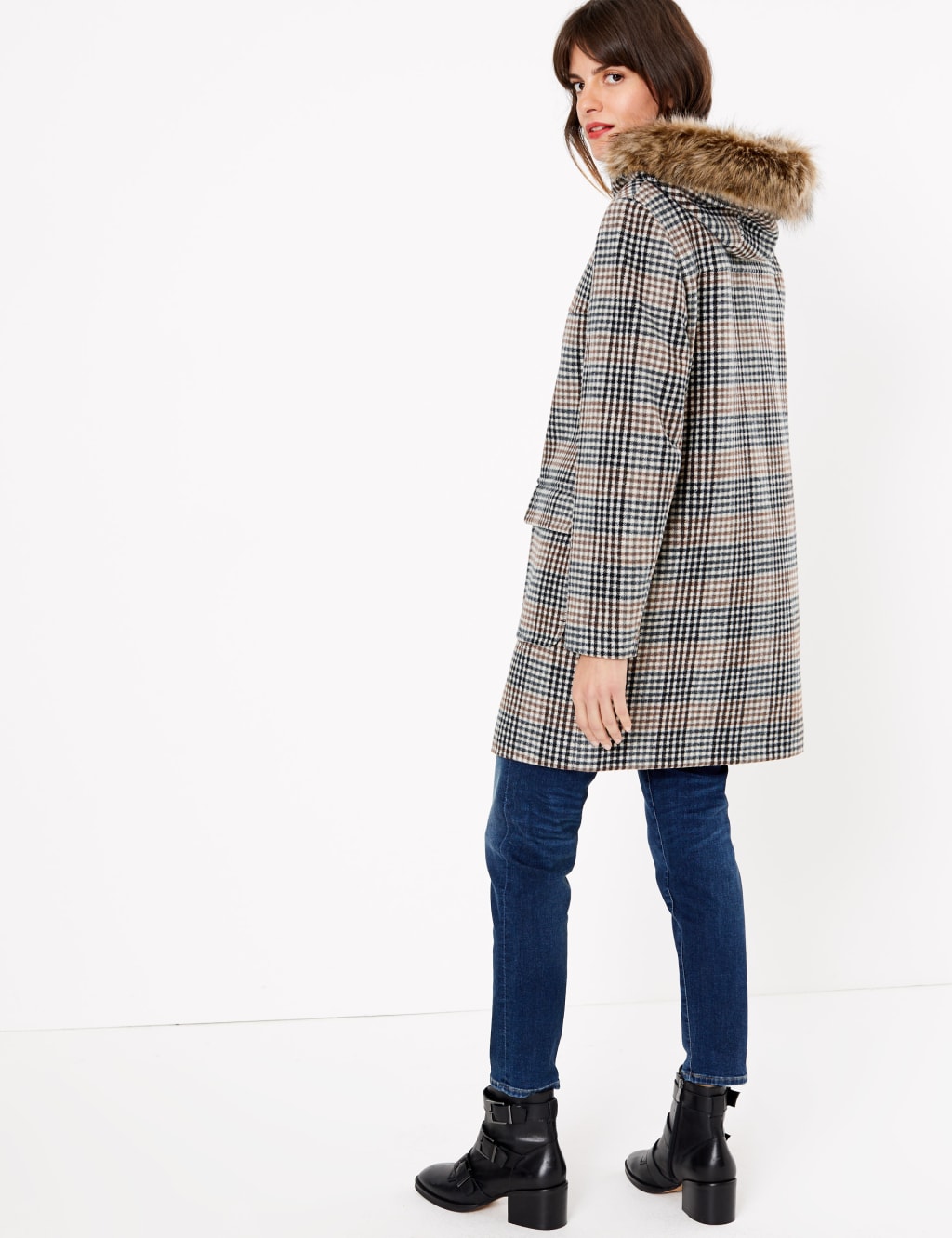 Checked Duffle Coat M S Collection M S