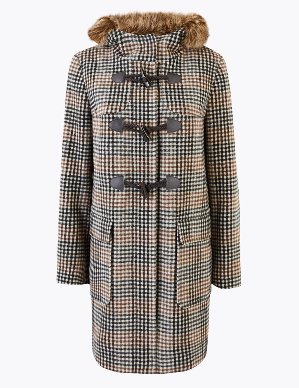 Checked Duffle Coat M S Collection M S