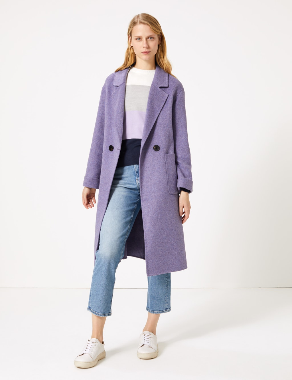 M&s collection wool blend double breasted coat hot sale