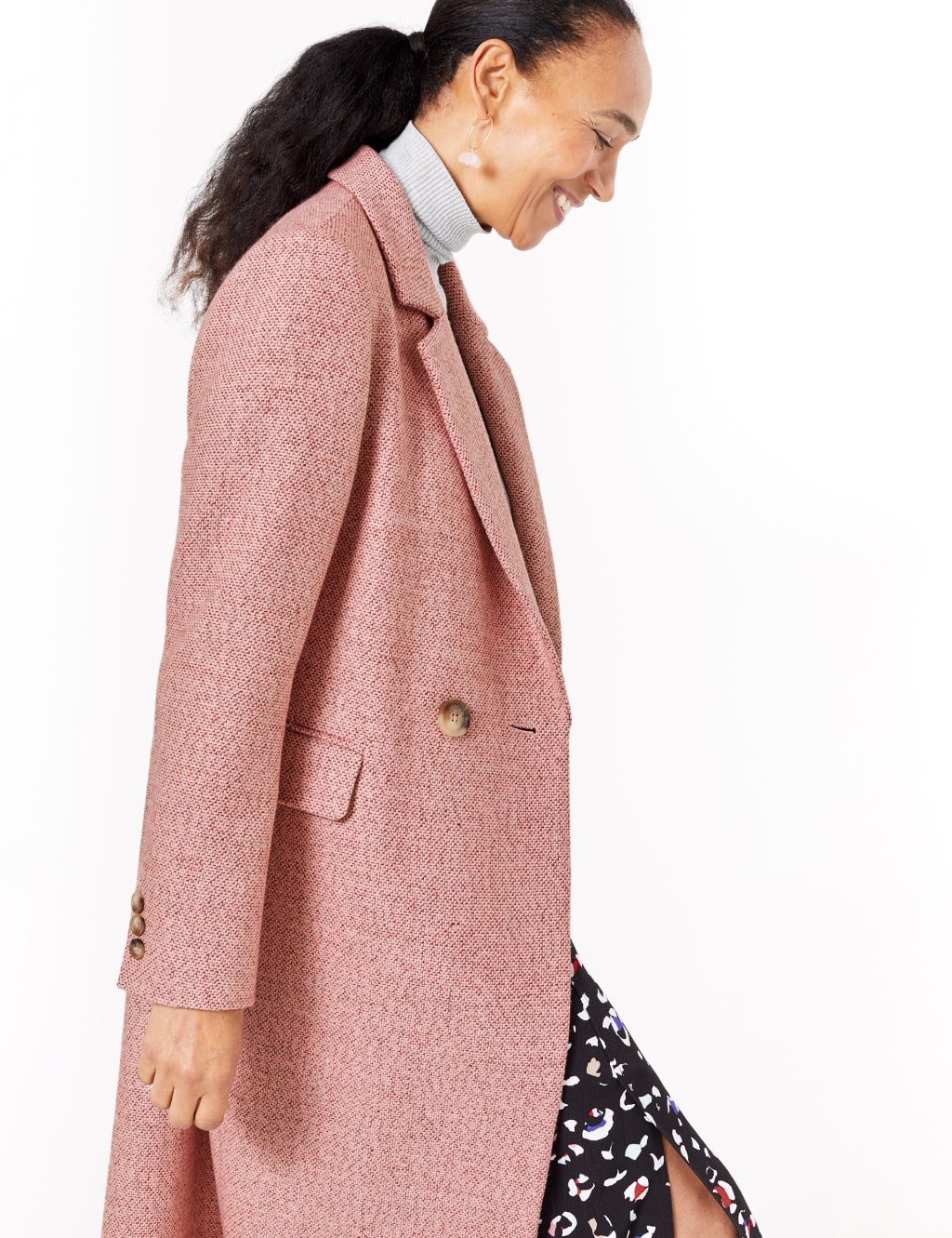 Wool Blend Longline City Coat M S Collection M S