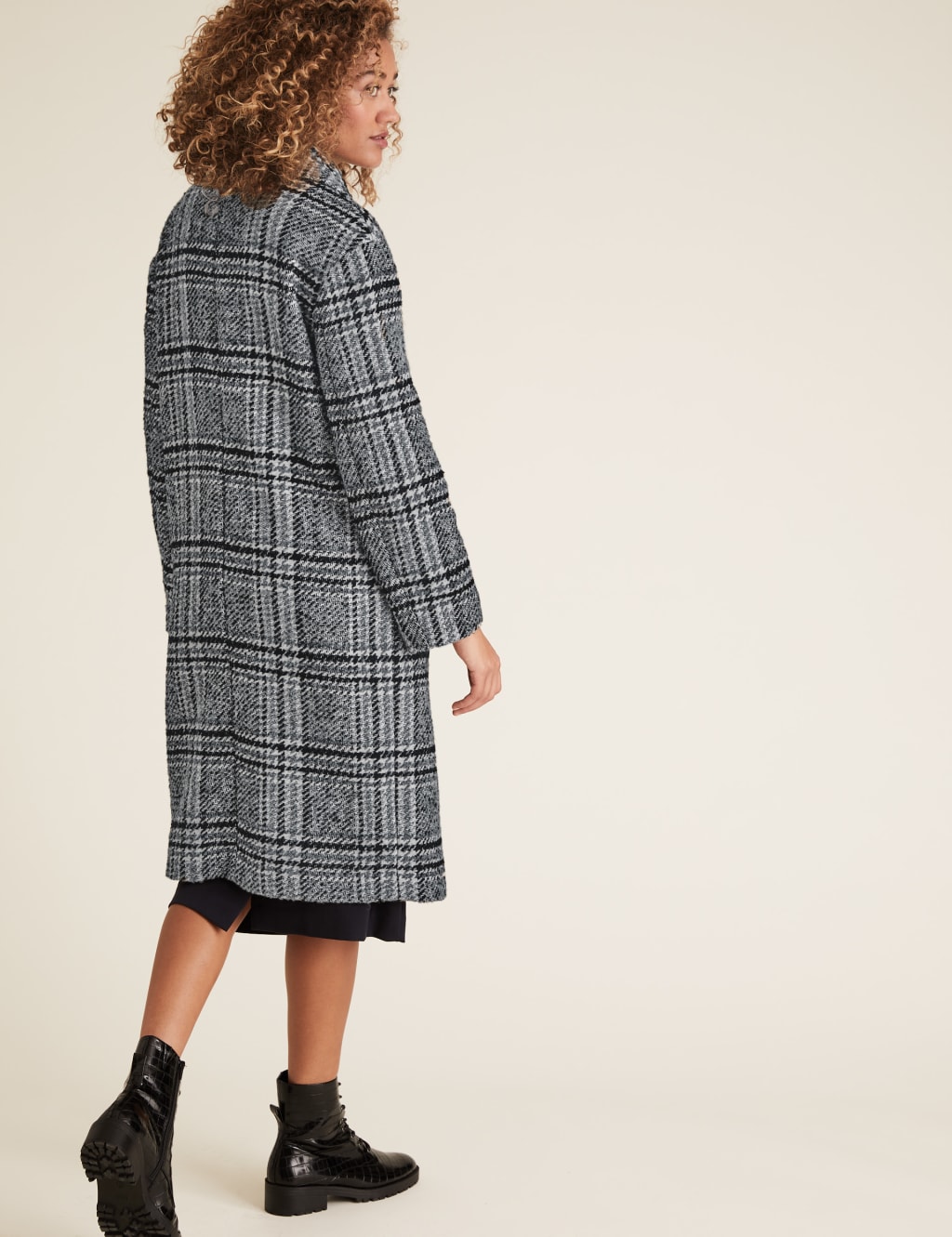 Checked Double Breasted Coat with Wool 4 of 4