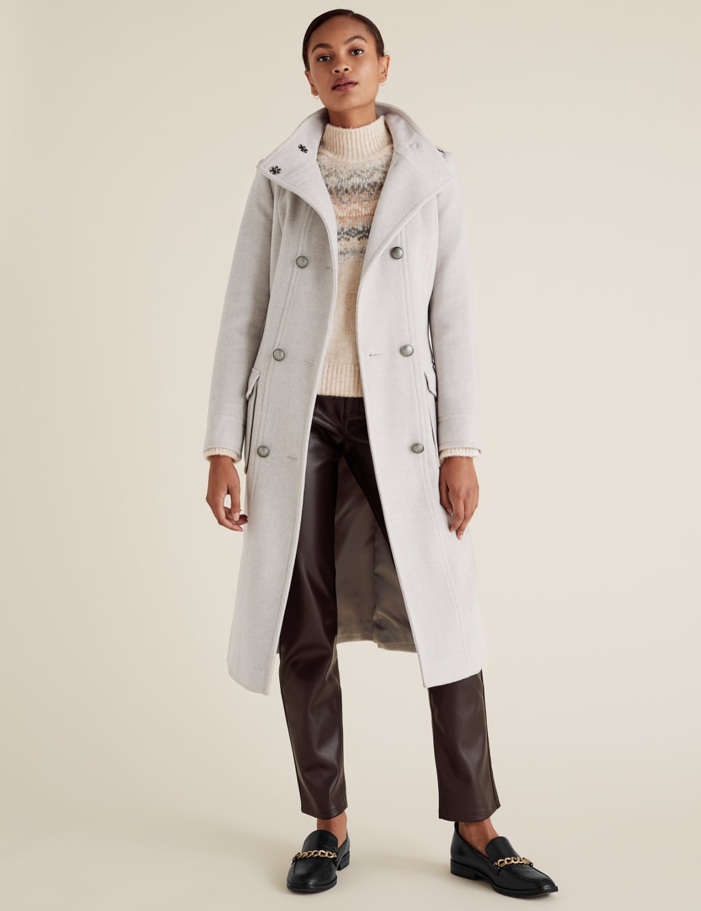 M&s double breasted coat sale