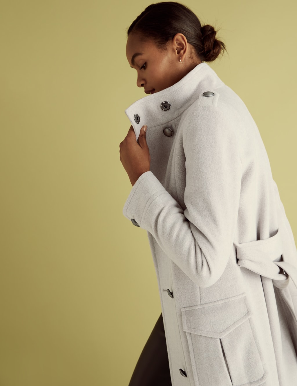 Belted Double Breasted Coat with Wool 3 of 6