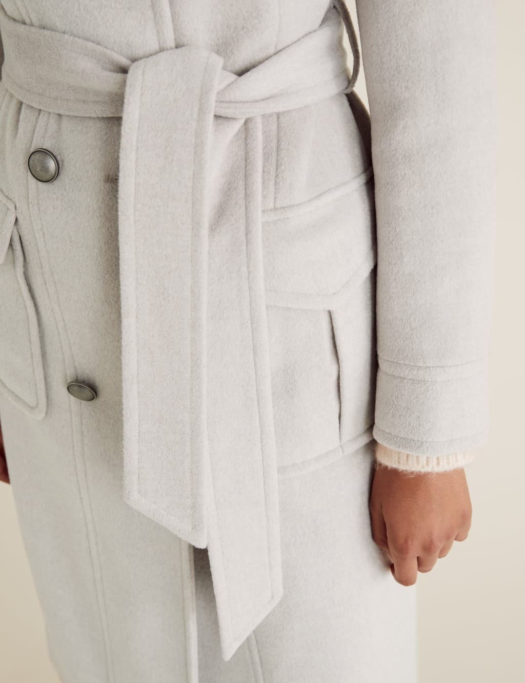 Belted Double Breasted Coat with Wool 4 of 6