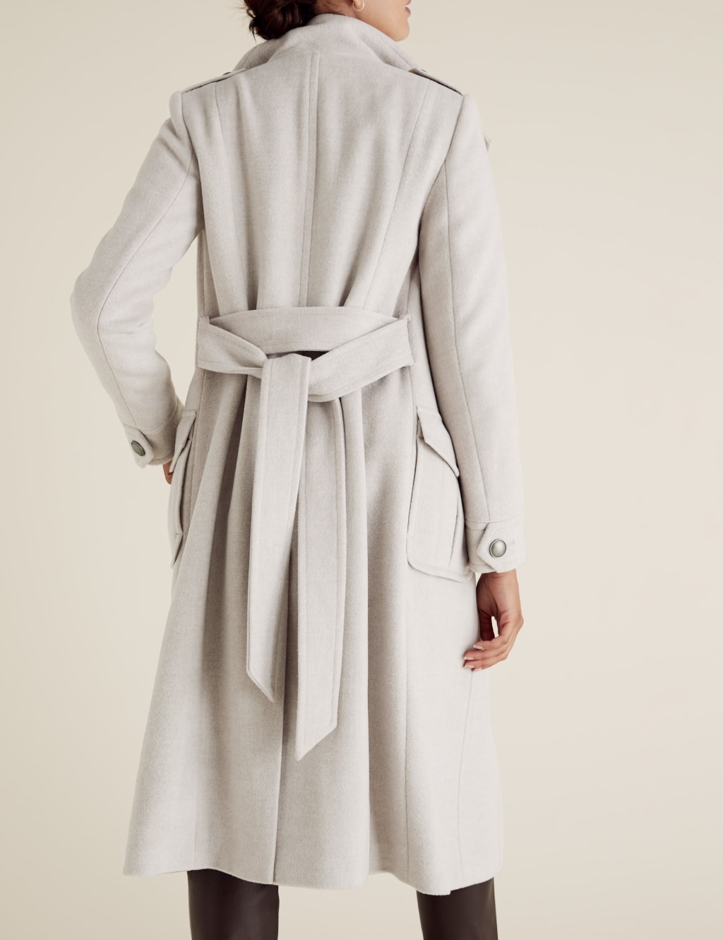 Belted Double Breasted Coat with Wool 6 of 6