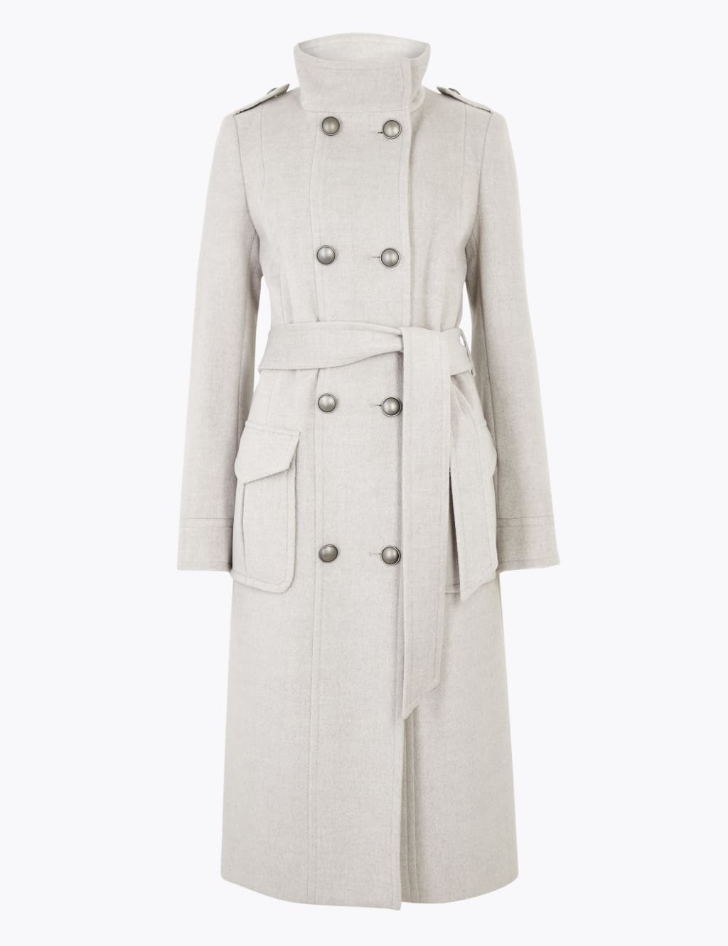 Belted Double Breasted Coat with Wool 2 of 6