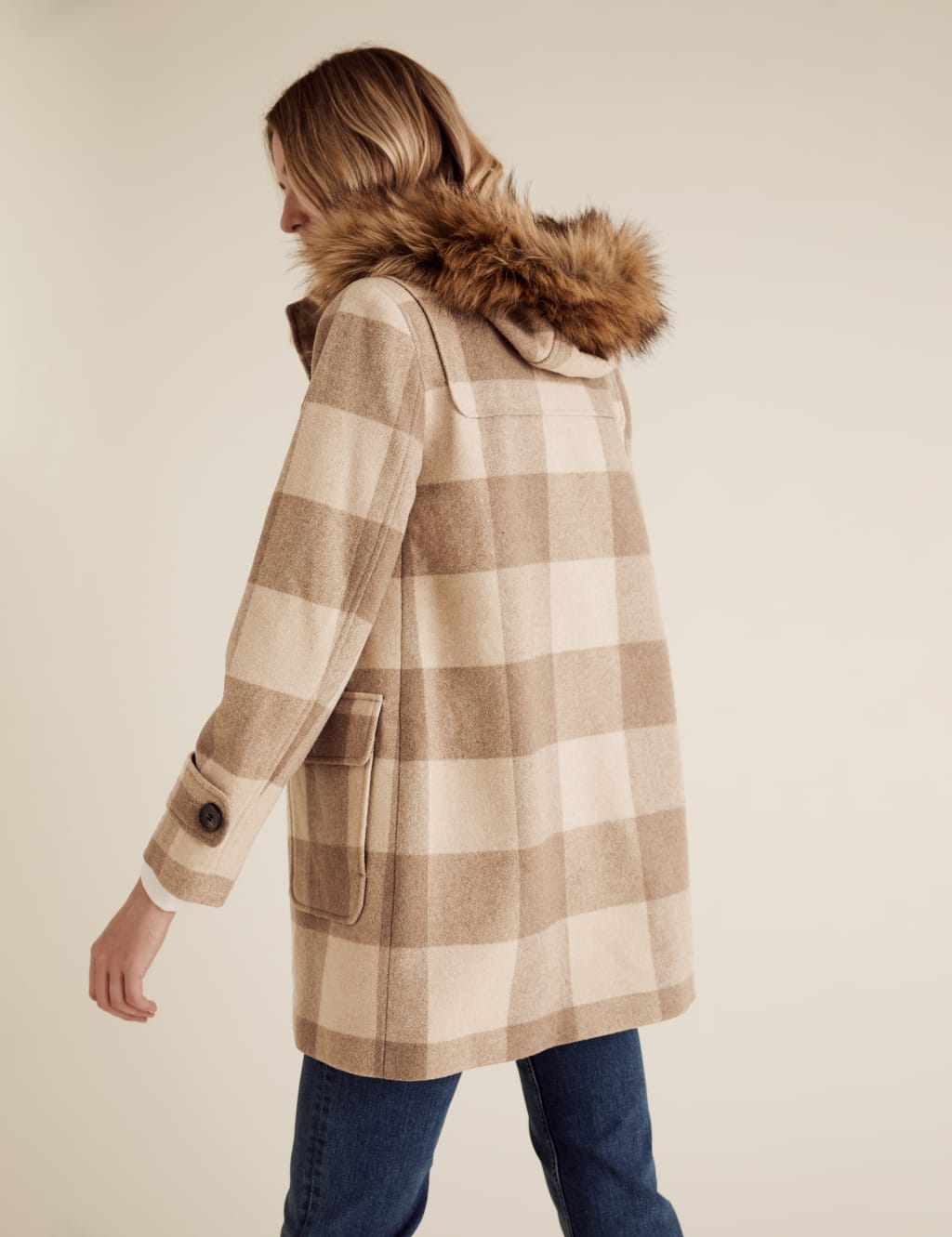 Checked Duffle Coat with Wool M S Collection M S