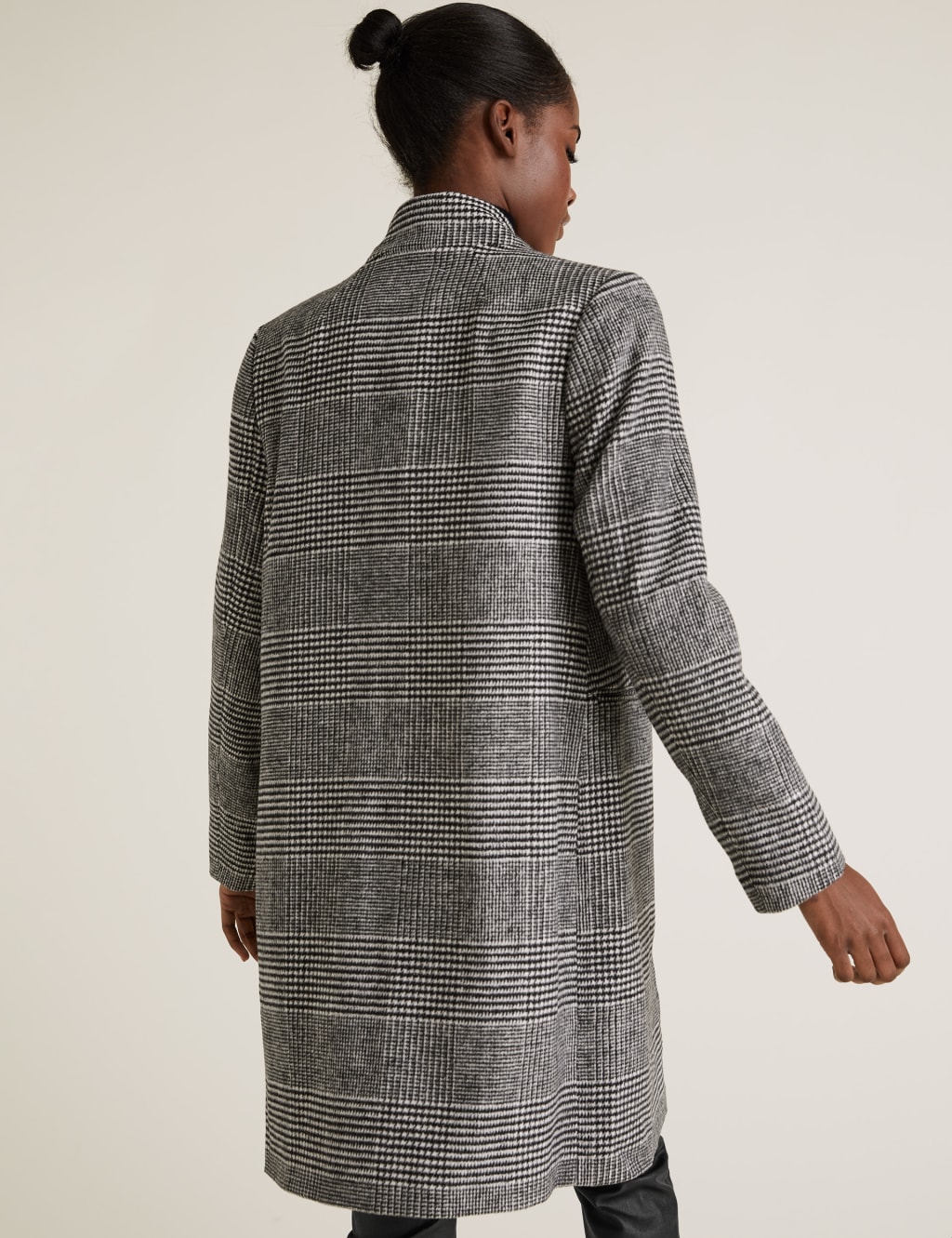Checked Notch Neck Coat 4 of 5