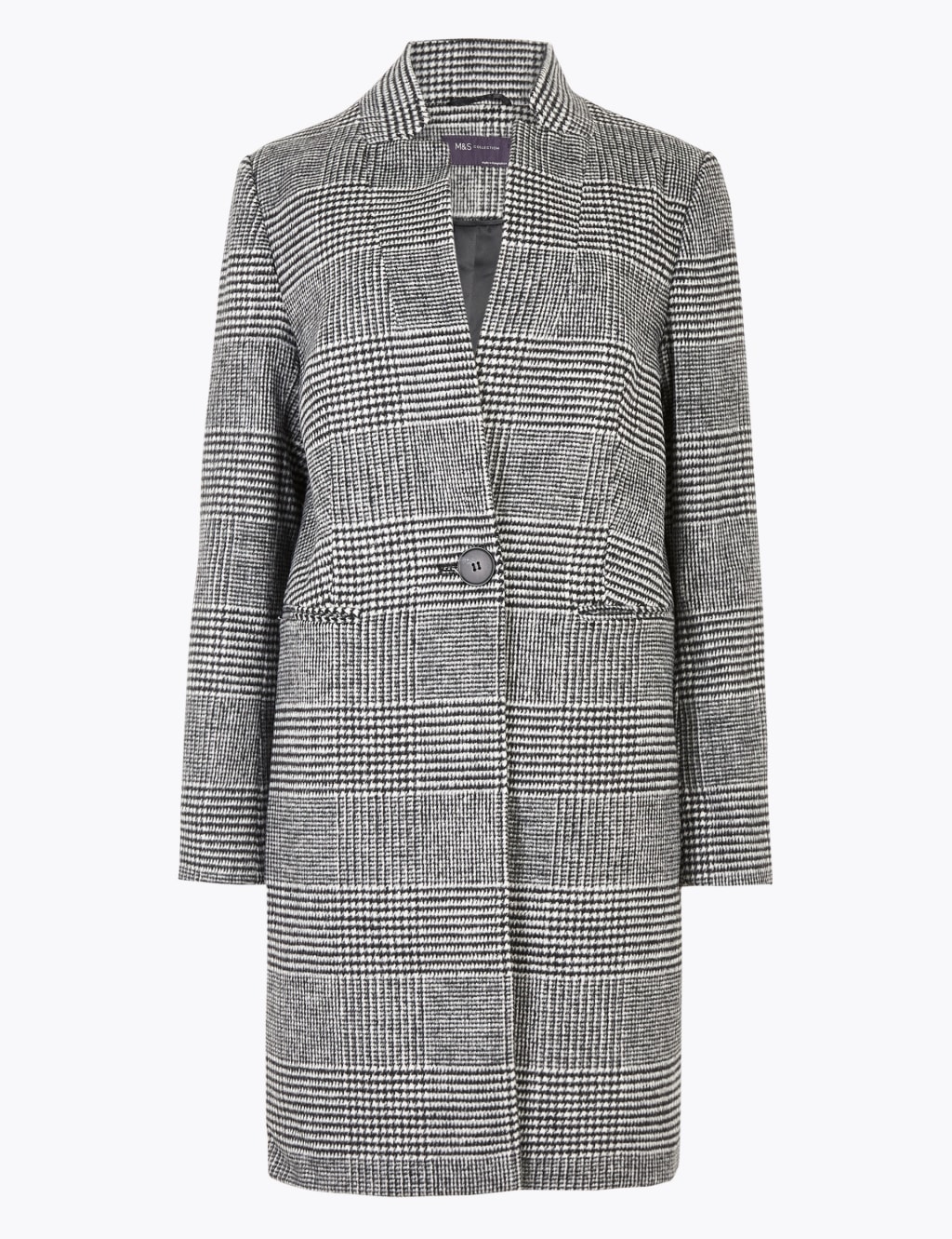 Checked Notch Neck Coat 2 of 5