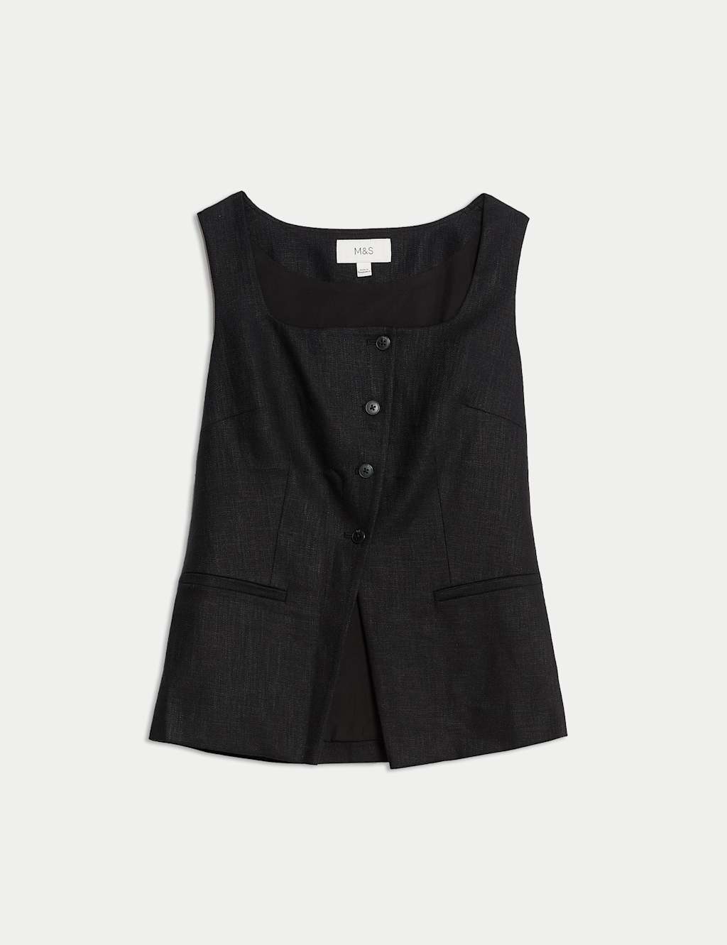 Linen Rich Tailored Twill Square Neck Waistcoat 2 of 6