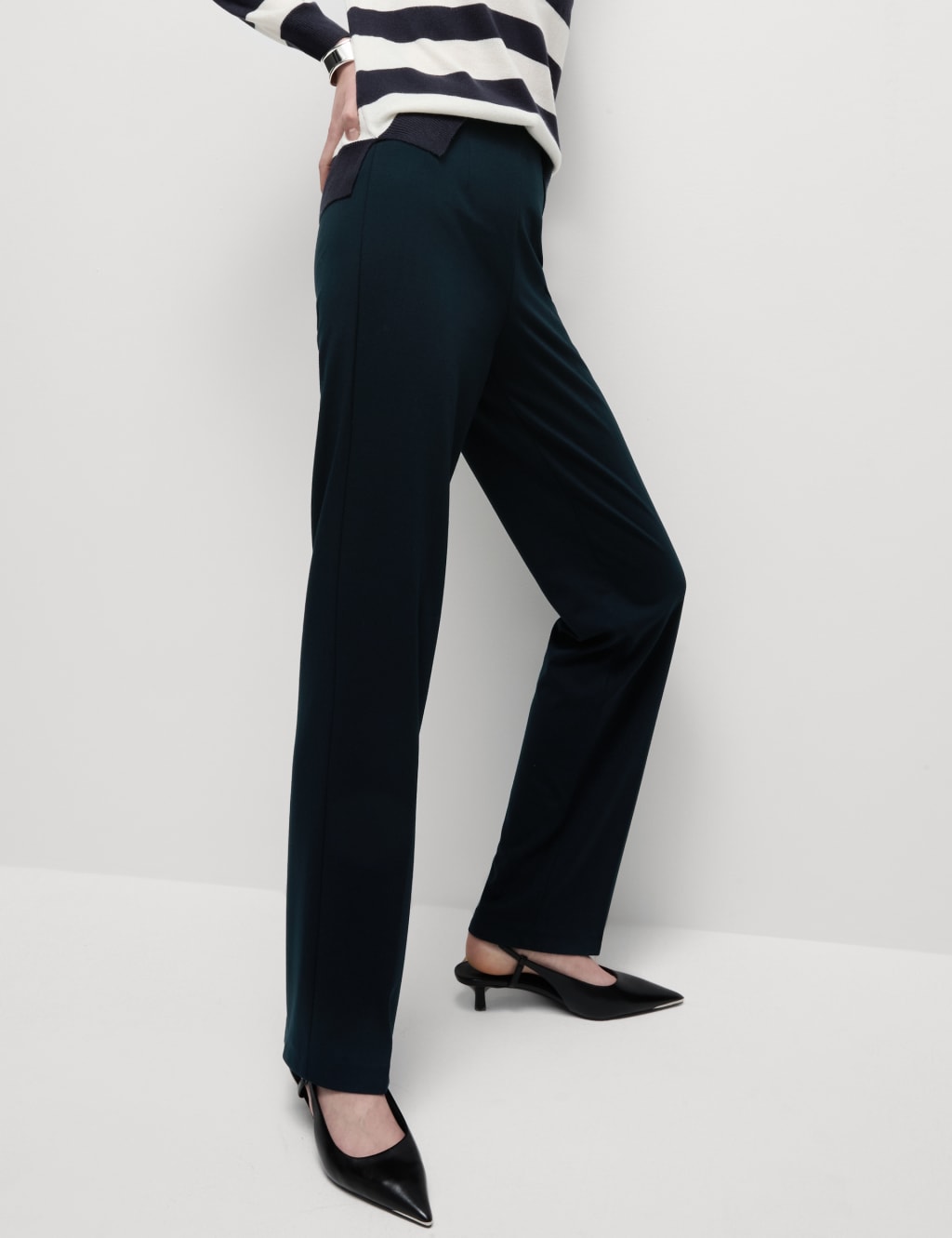 Jersey Elasticated Waist Straight Leg Trousers