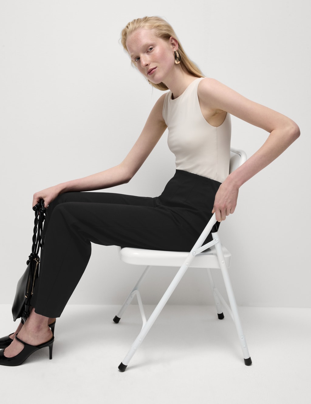Jersey Elasticated Waist Straight Leg Trousers M S Collection M S