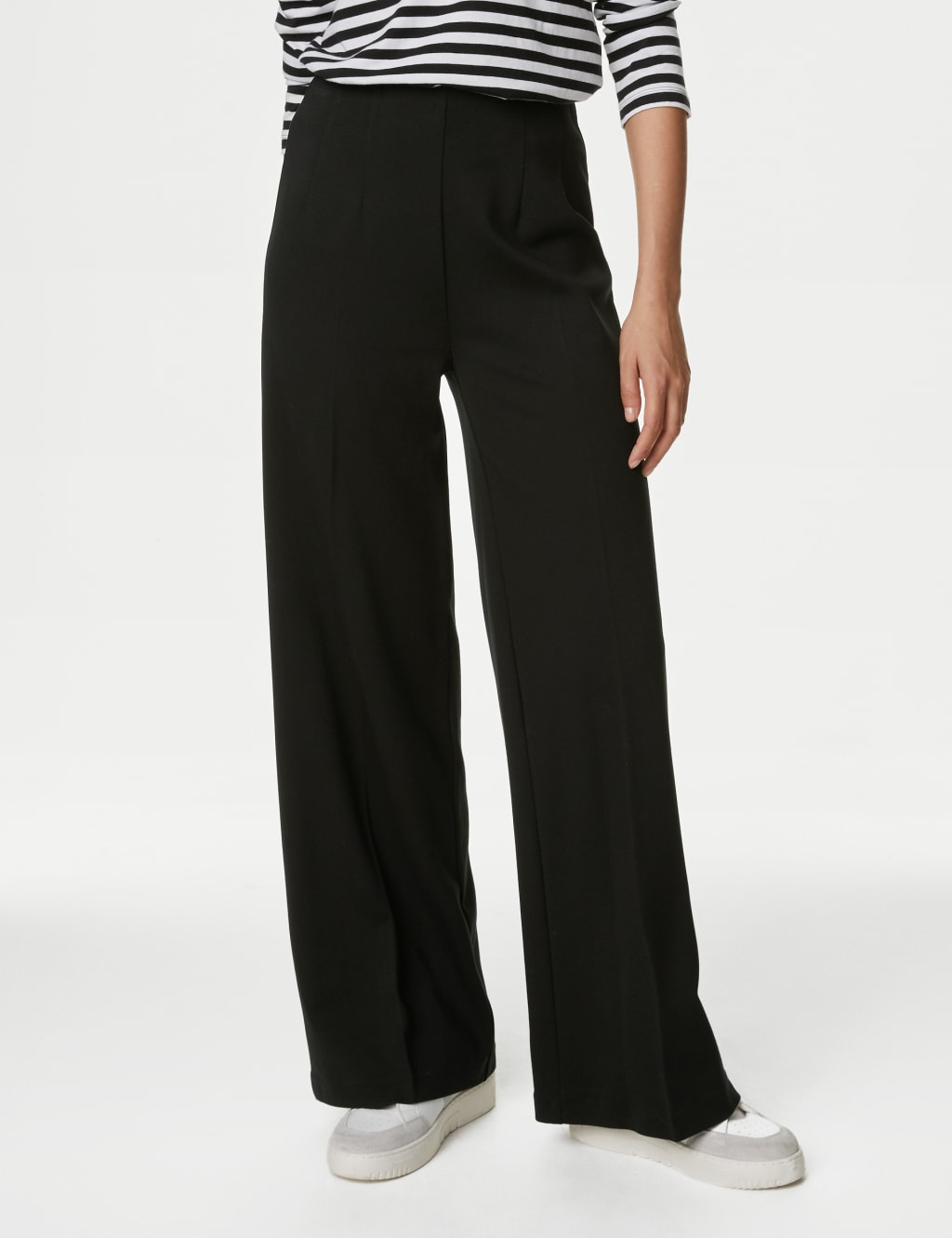 Jersey Wide Leg Trousers with Stretch M S Collection M S
