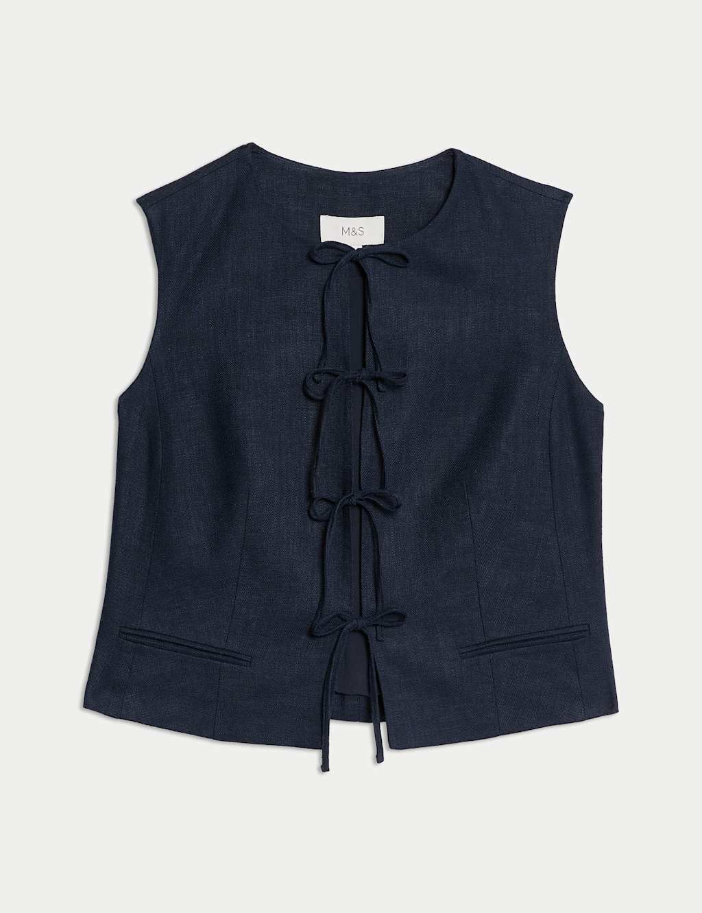 Linen Rich Tie Front Waistcoat 2 of 5