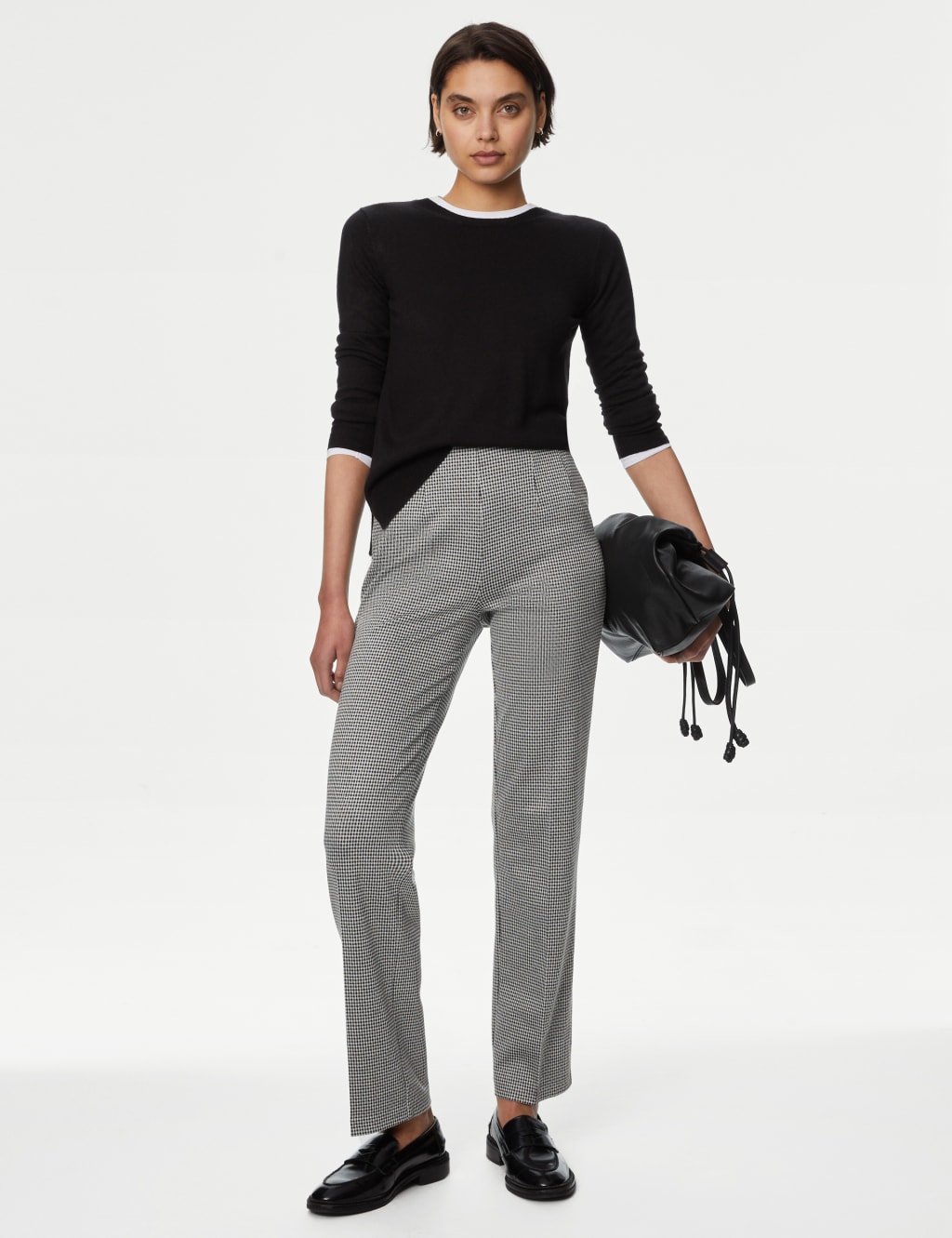 Check straight leg trousers 2025
