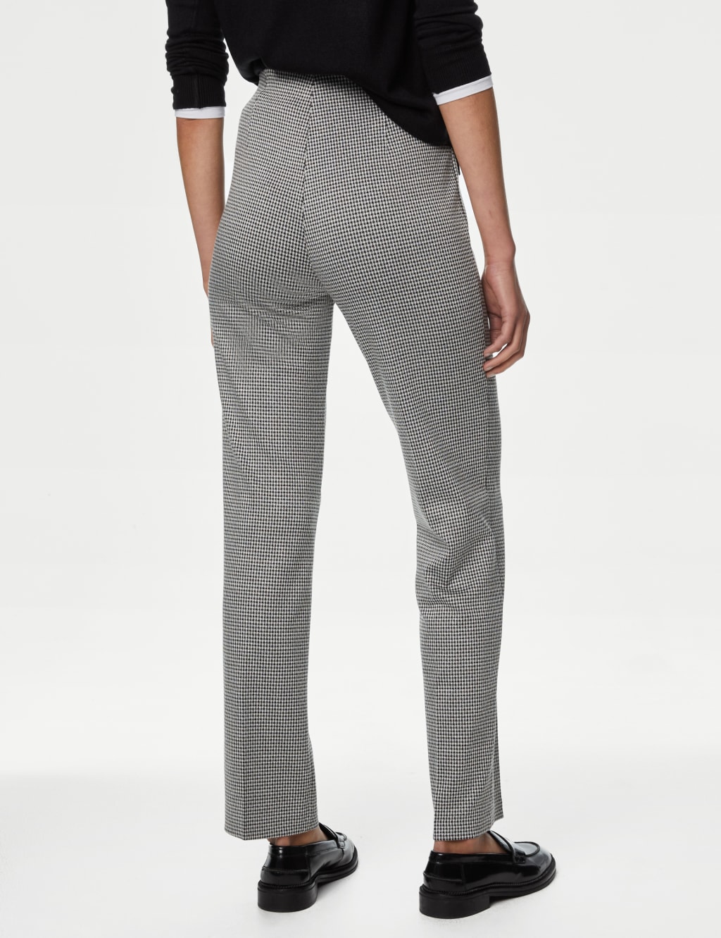 Jersey Checked Straight Leg Trousers M S Collection M S
