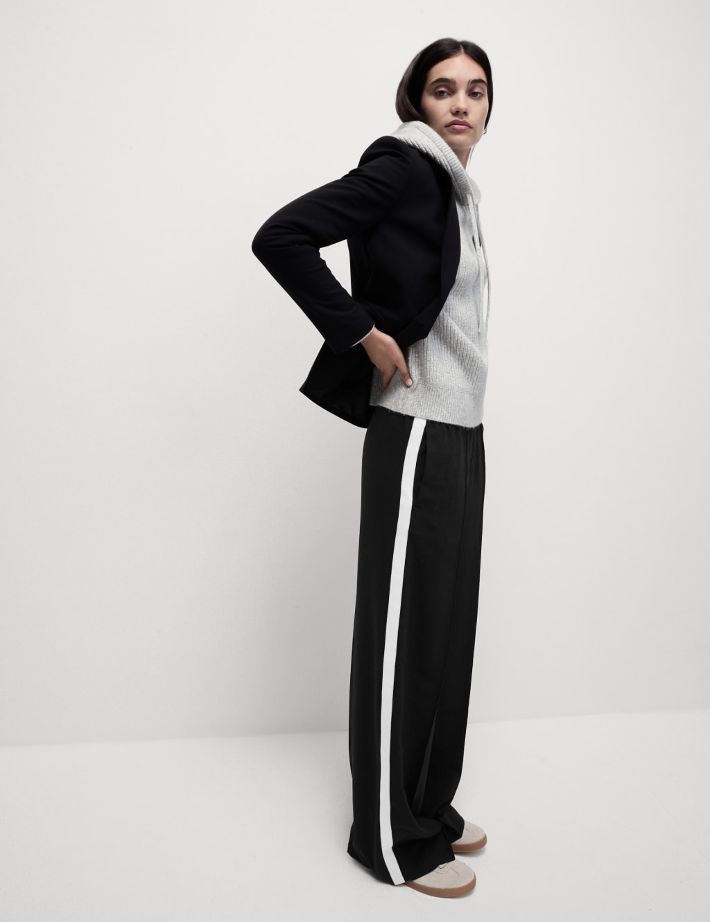 Womens side stripe trousers discount