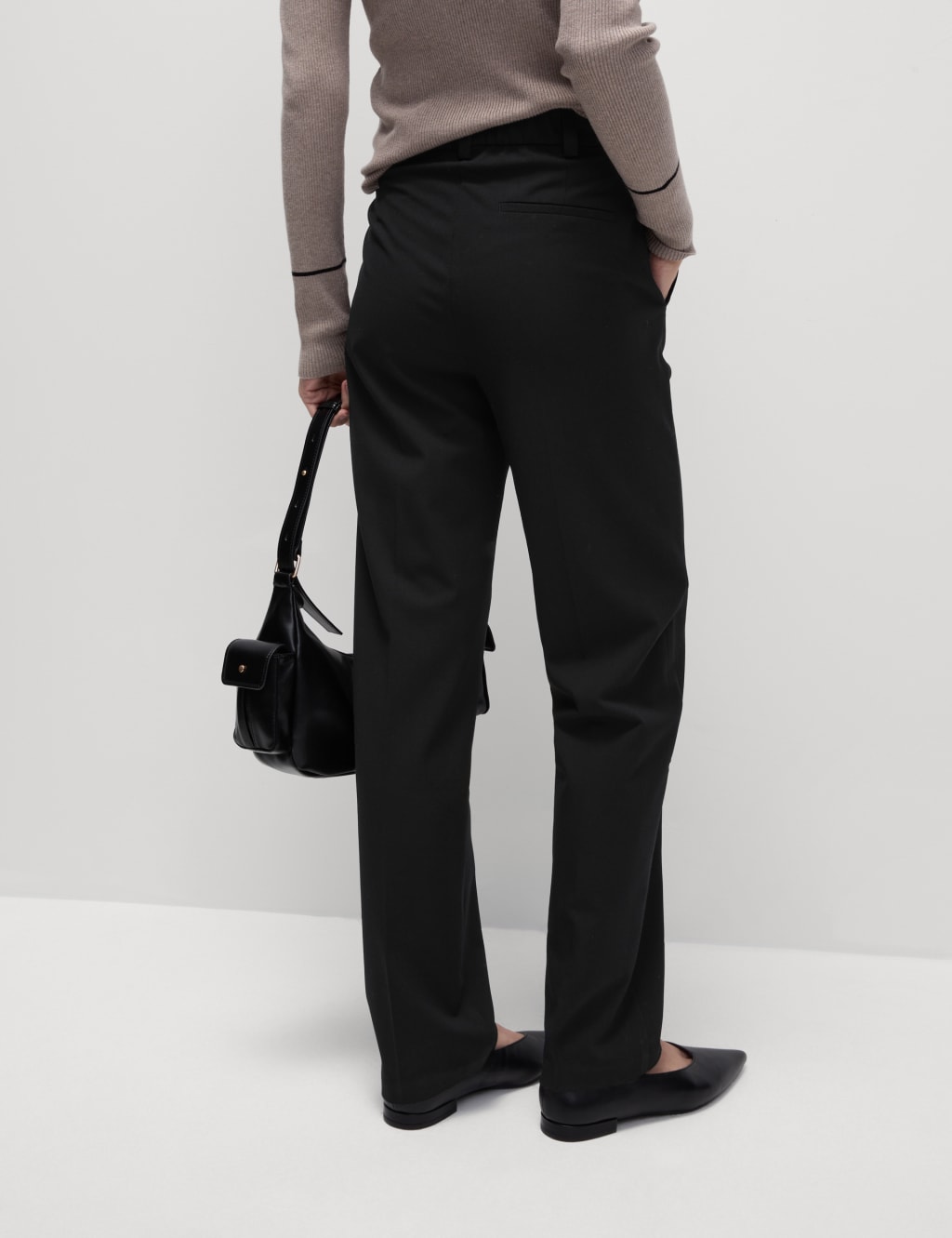 Woven Straight Leg Trousers with Stretch 3 of 6