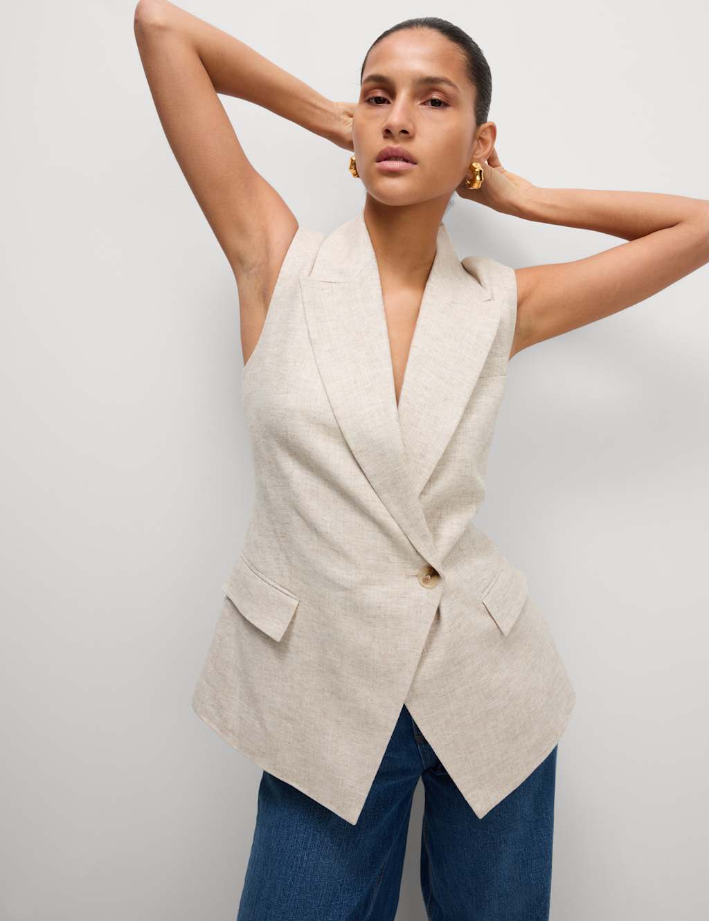Linen Blend Waistcoat 1 of 6
