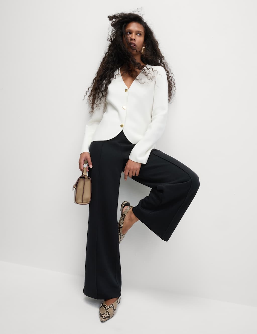 Jersey Elasticated Waist Wide Leg Trousers M S Collection M S