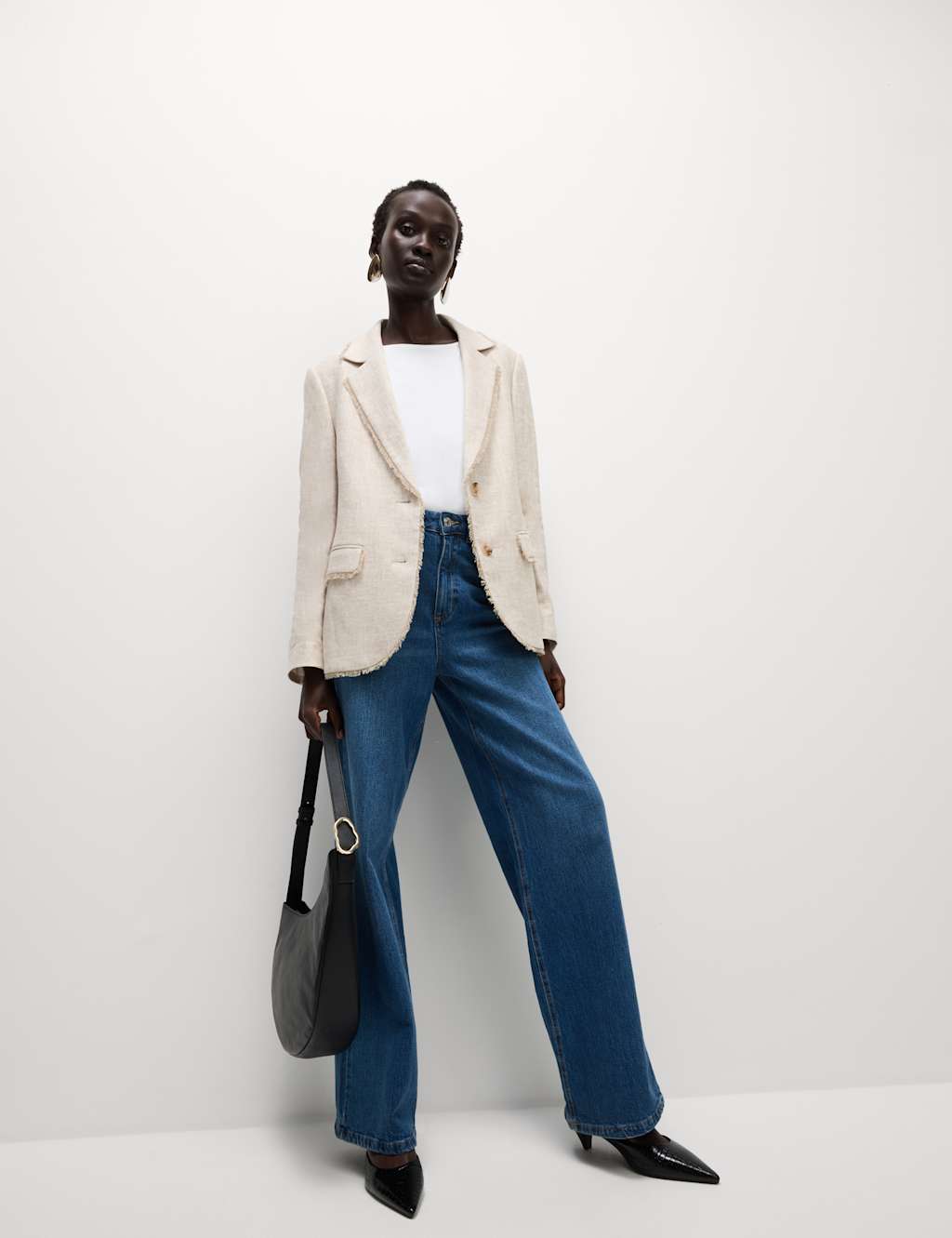 Linen Rich Melange Frayed Edge Blazer 3 of 5