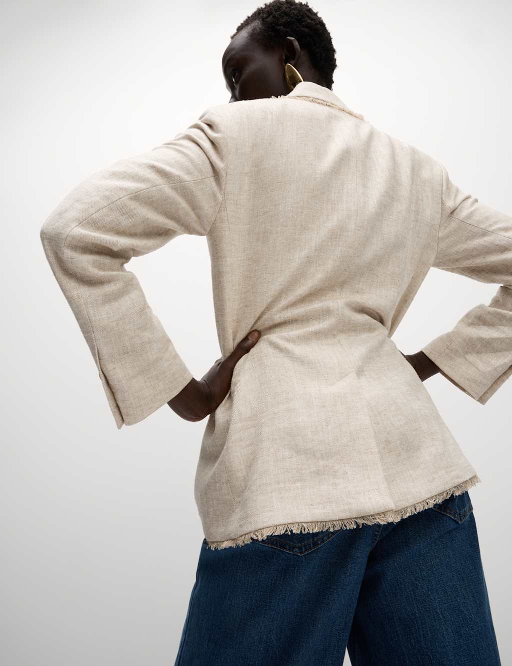 Linen Rich Melange Frayed Edge Blazer 4 of 5