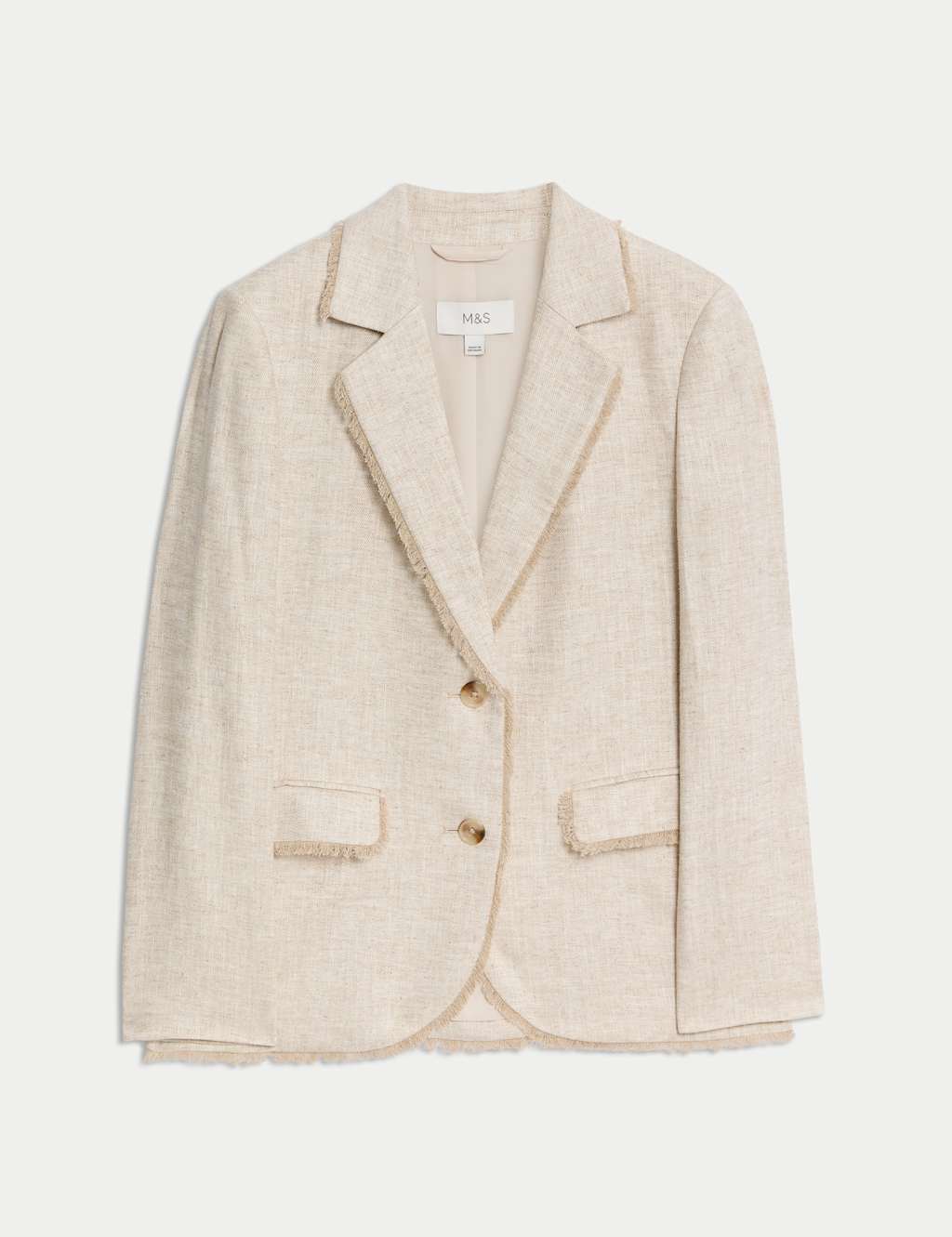 Linen Rich Melange Frayed Edge Blazer 2 of 5