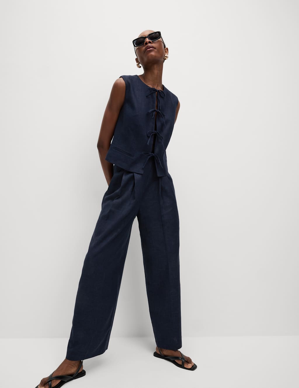 Linen Rich Twill Wide Leg Trousers 6 of 6