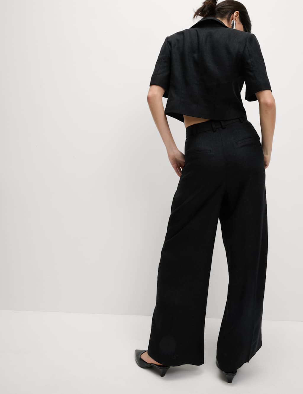 Linen Rich Twill Wide Leg Trousers 4 of 6