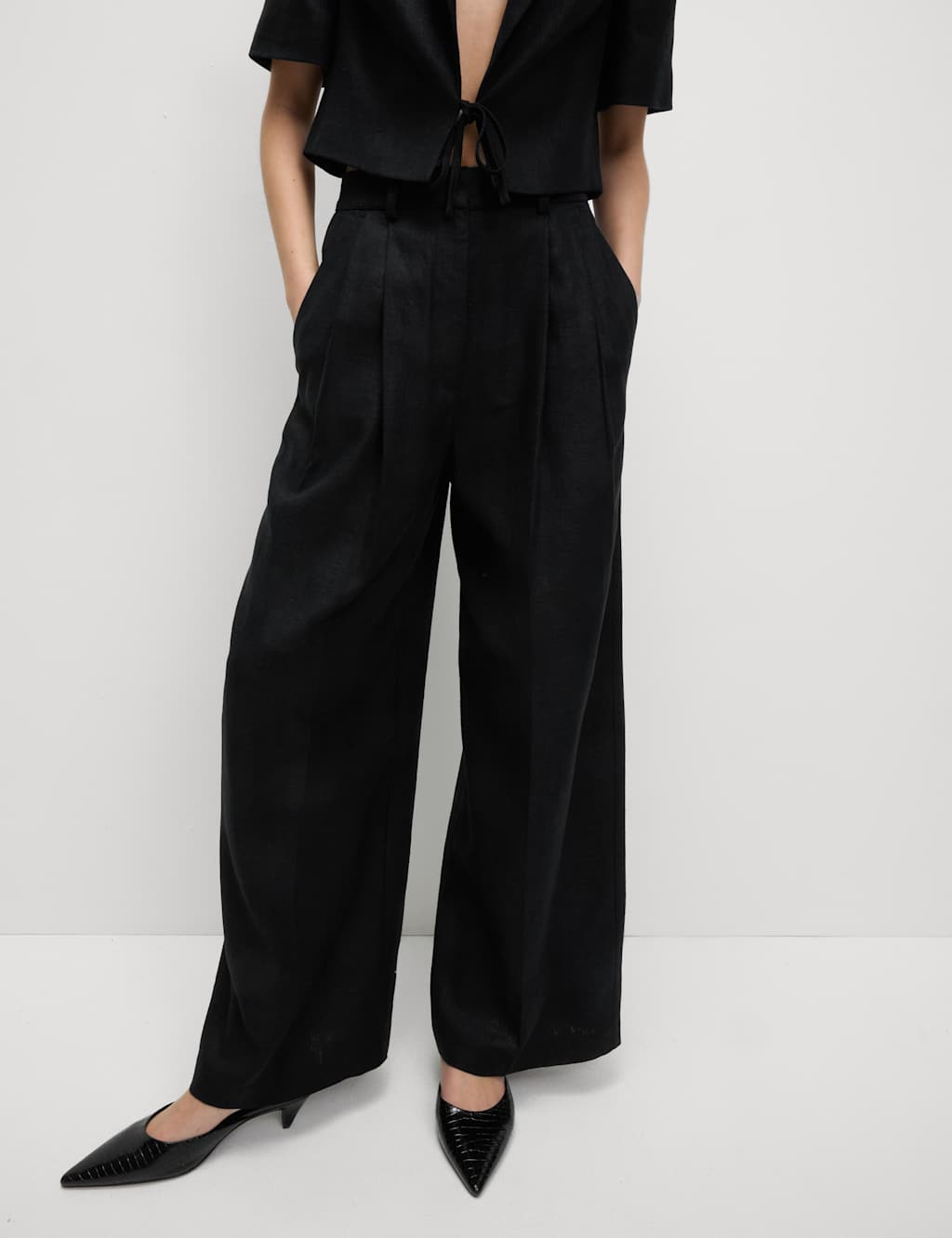 Linen Rich Twill Wide Leg Trousers 5 of 6