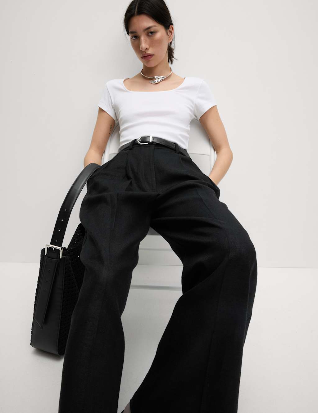 Linen Rich Twill Wide Leg Trousers 6 of 6