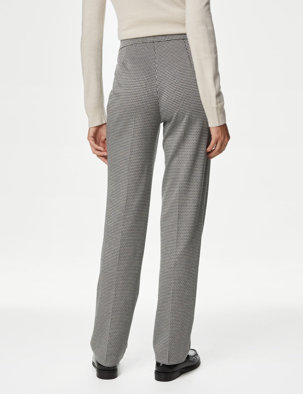 Jersey Checked Straight Leg Trousers