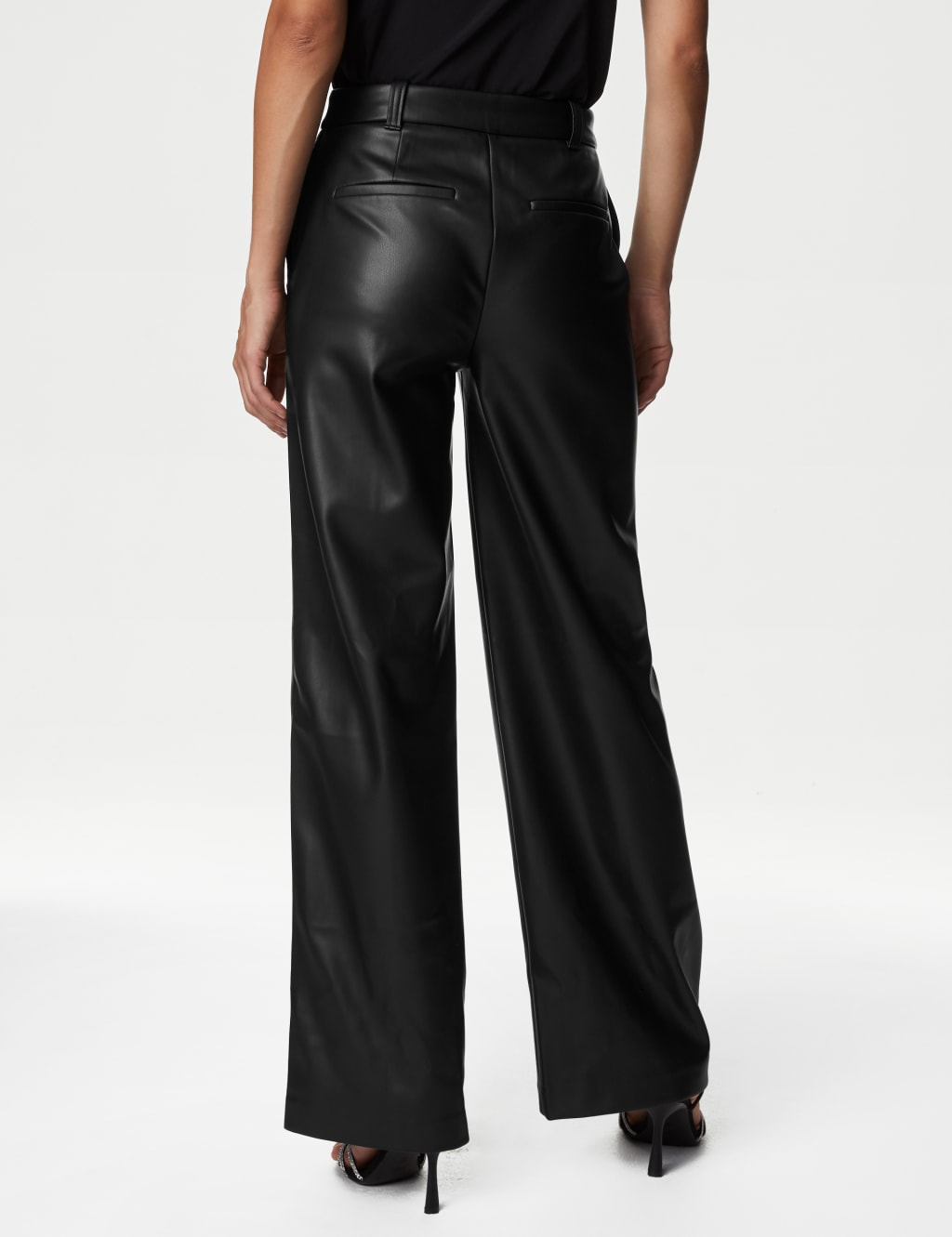 Leather Look Pintuck Wide Leg Trousers 5 of 5