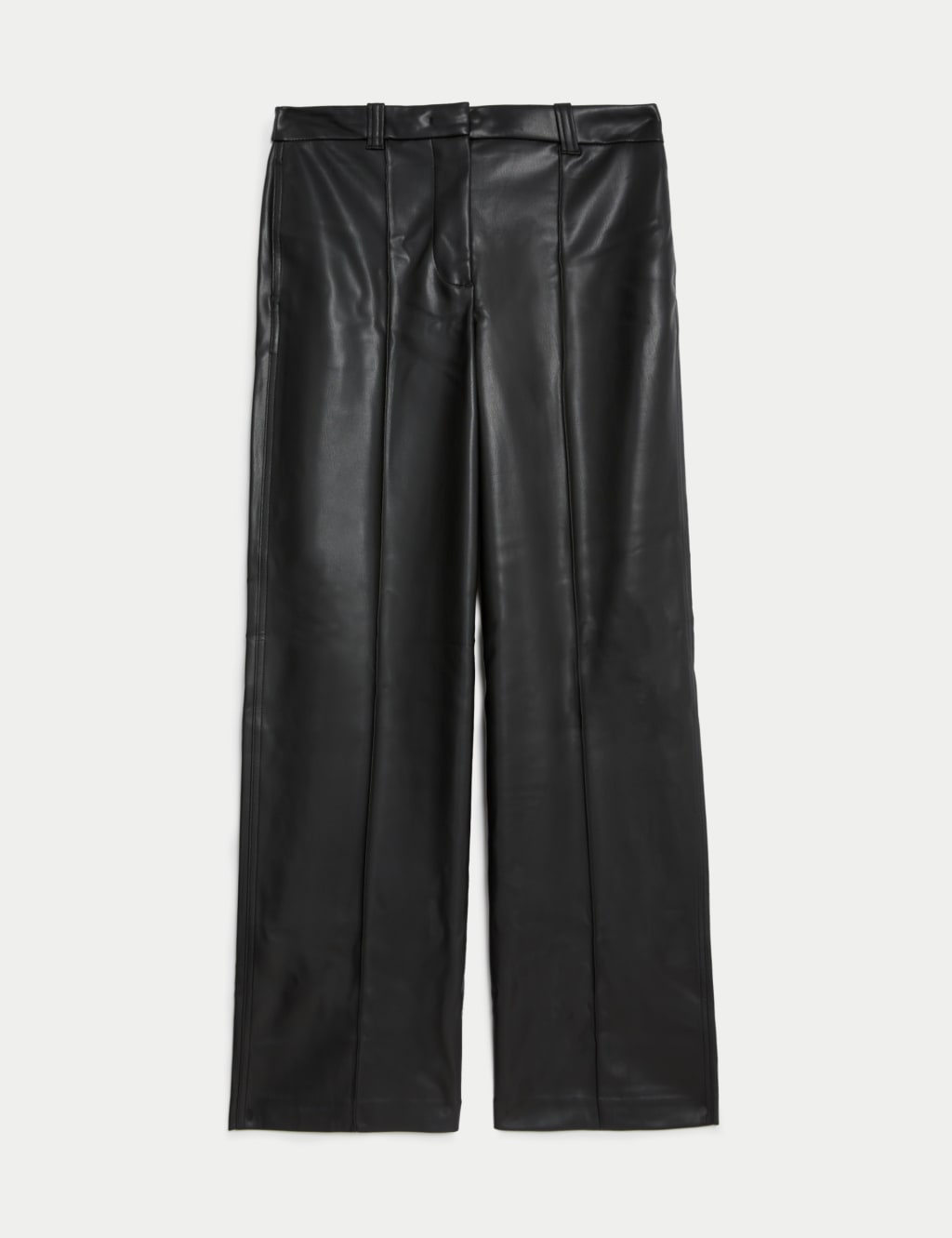 Leather Look Pintuck Wide Leg Trousers 2 of 5
