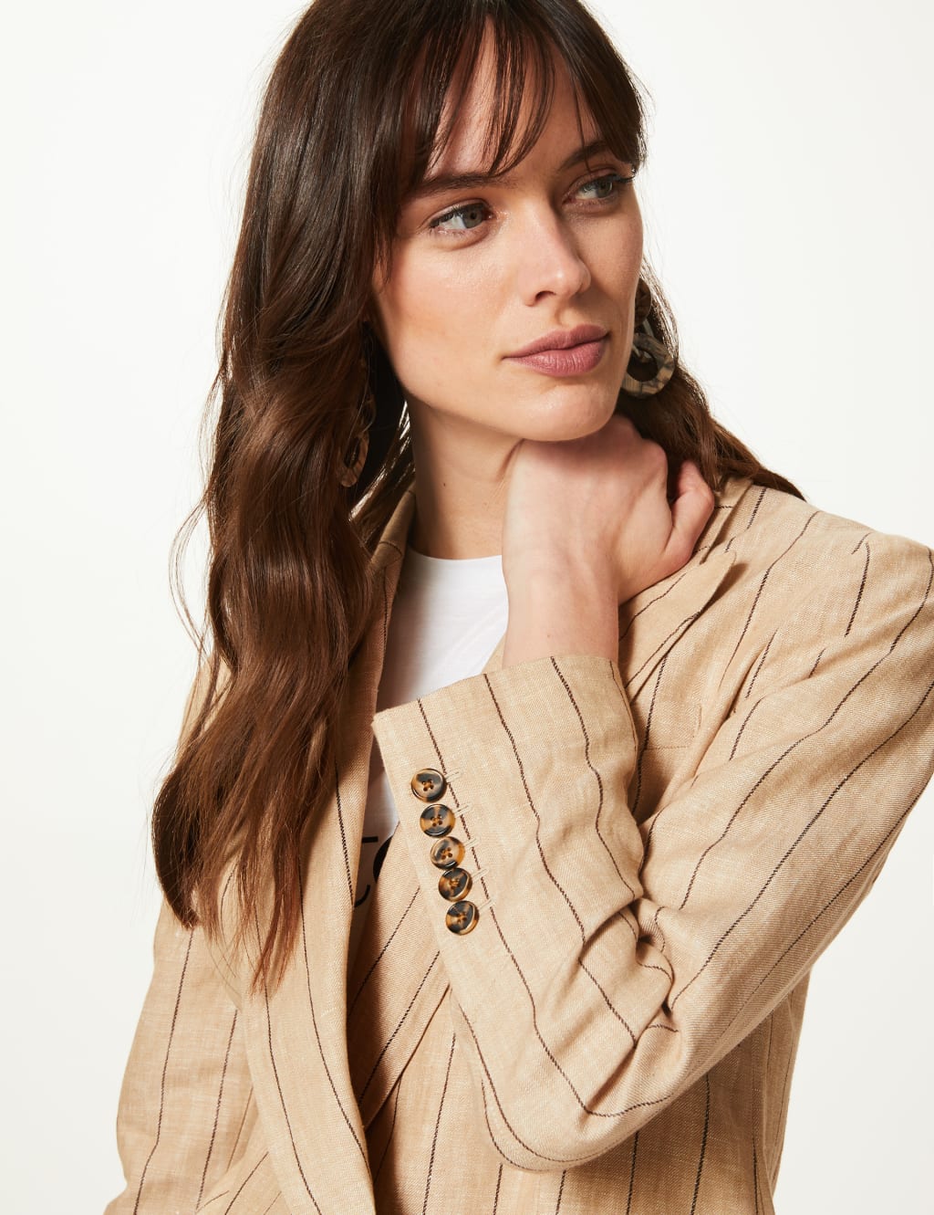 Pure Linen Oversized Striped Blazer 5 of 6