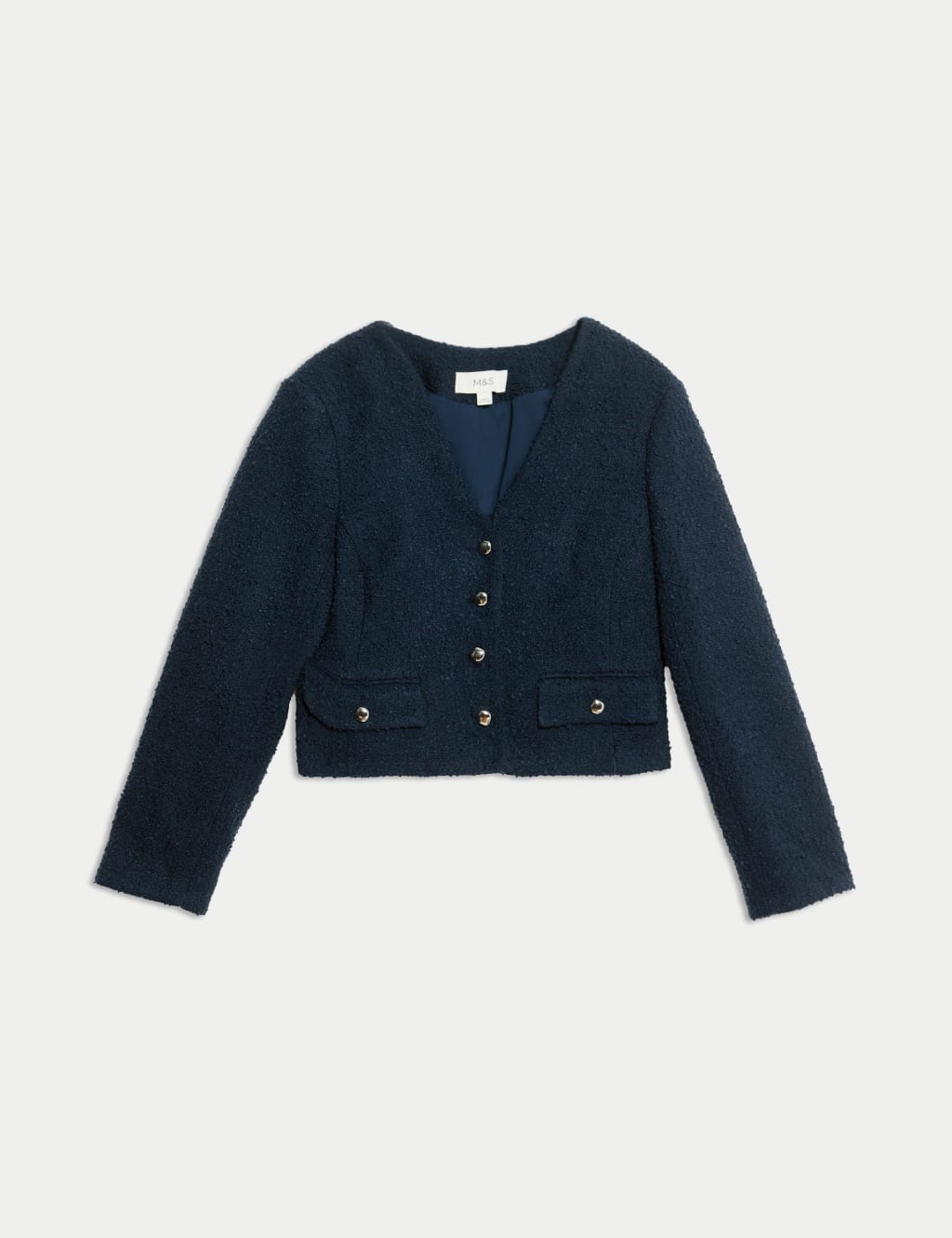 V Neck Fringe Tweed Jacket 2 of 6