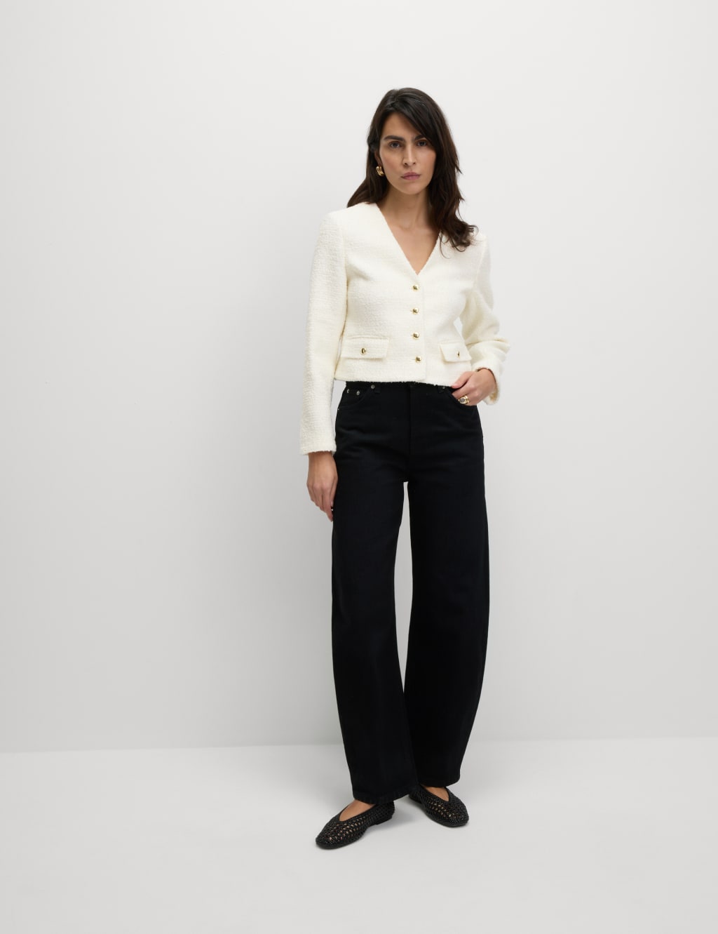 V Neck Fringe Tweed Jacket 3 of 6