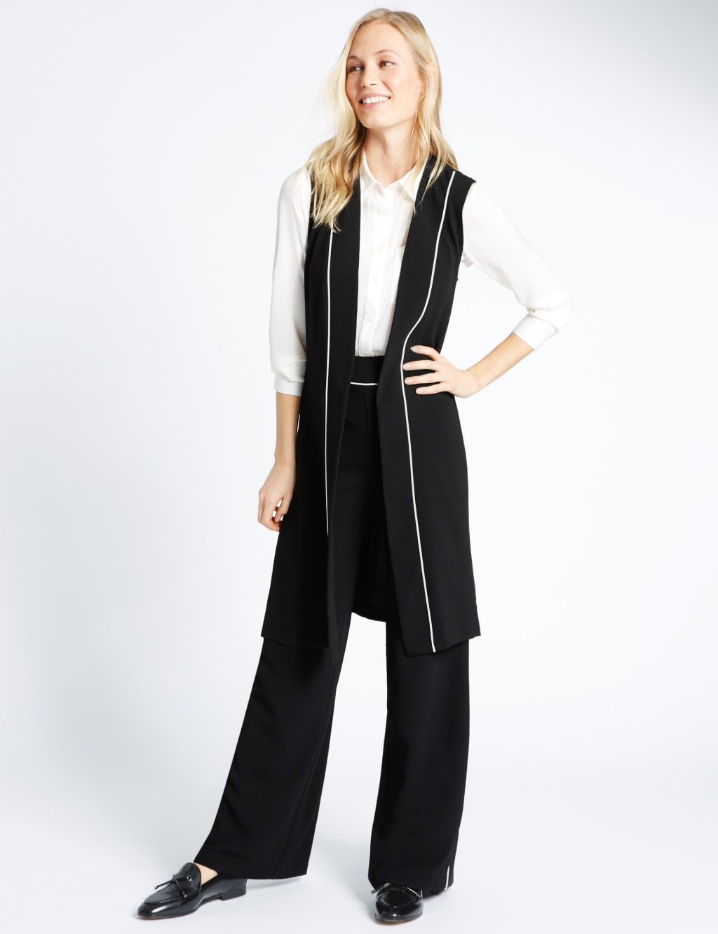 Contrast Piped Waistcoat M S Collection M S