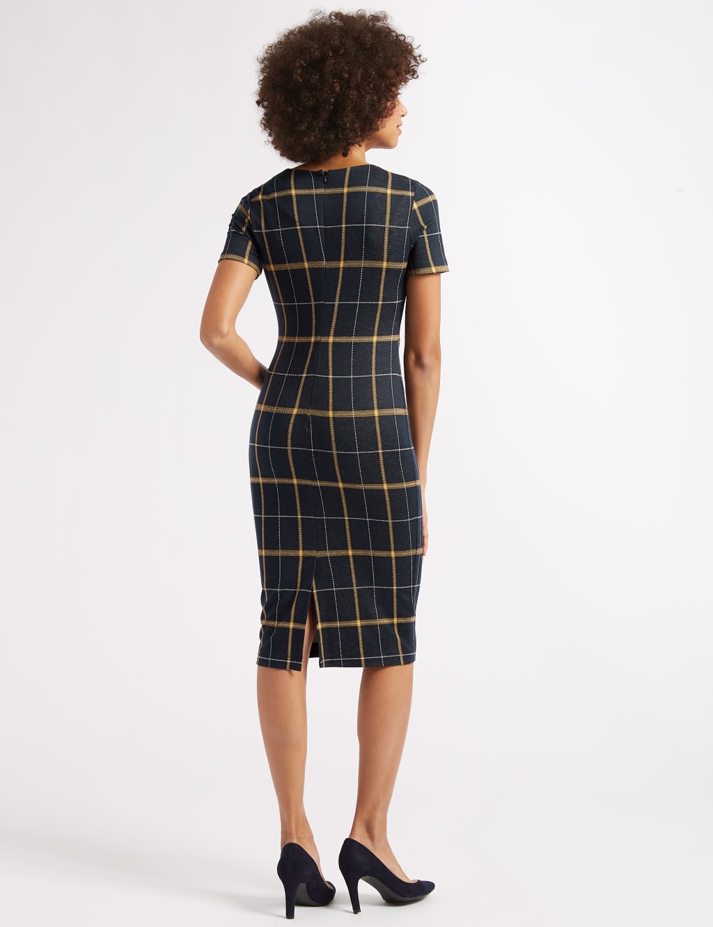 Checked Half Sleeve Pencil Dress 4 of 5