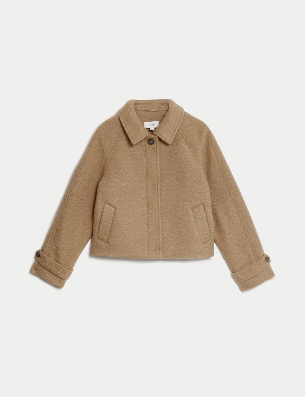 Textured Collared Short Coat M S Collection M S