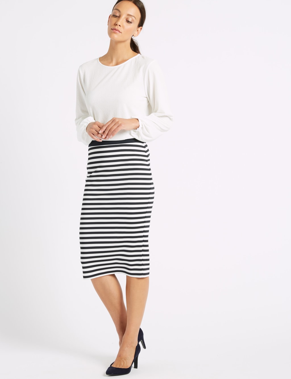 Long striped jersey skirt top