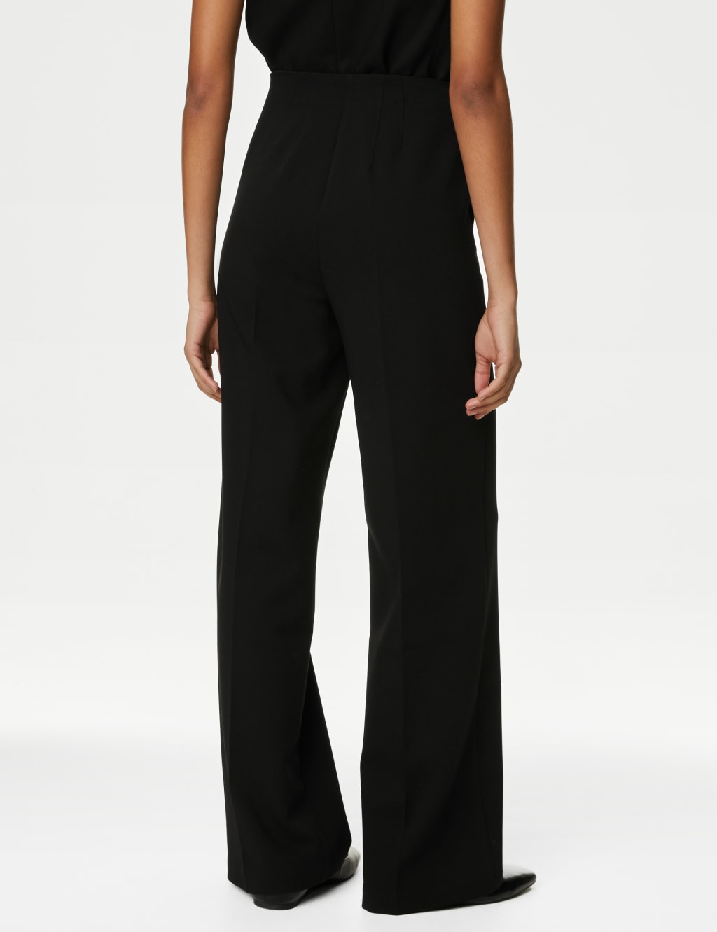 Elastic waist black trousers outlet