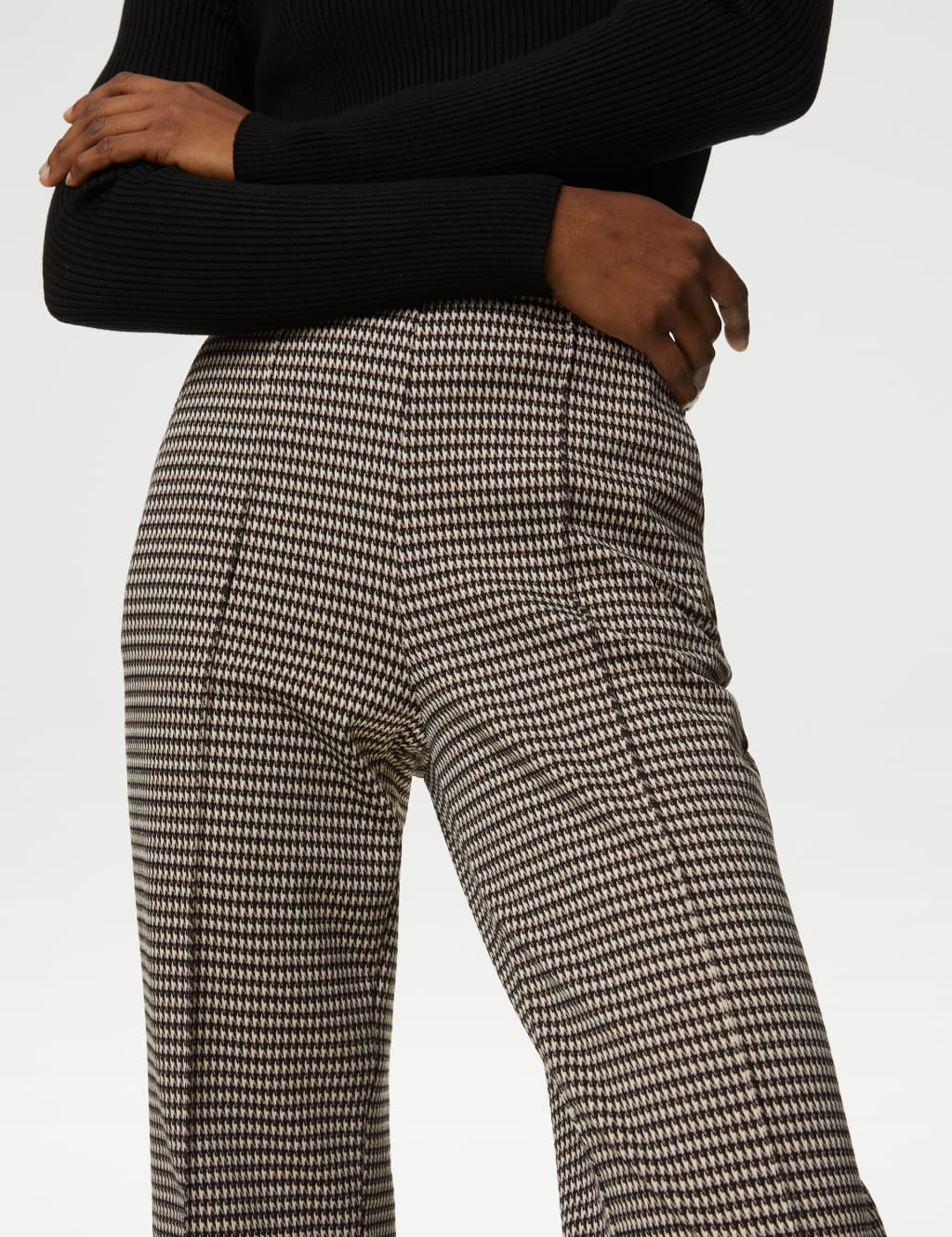 Twill Jersey Houndstooth Pintuck Trousers | M&S Collection | M&S