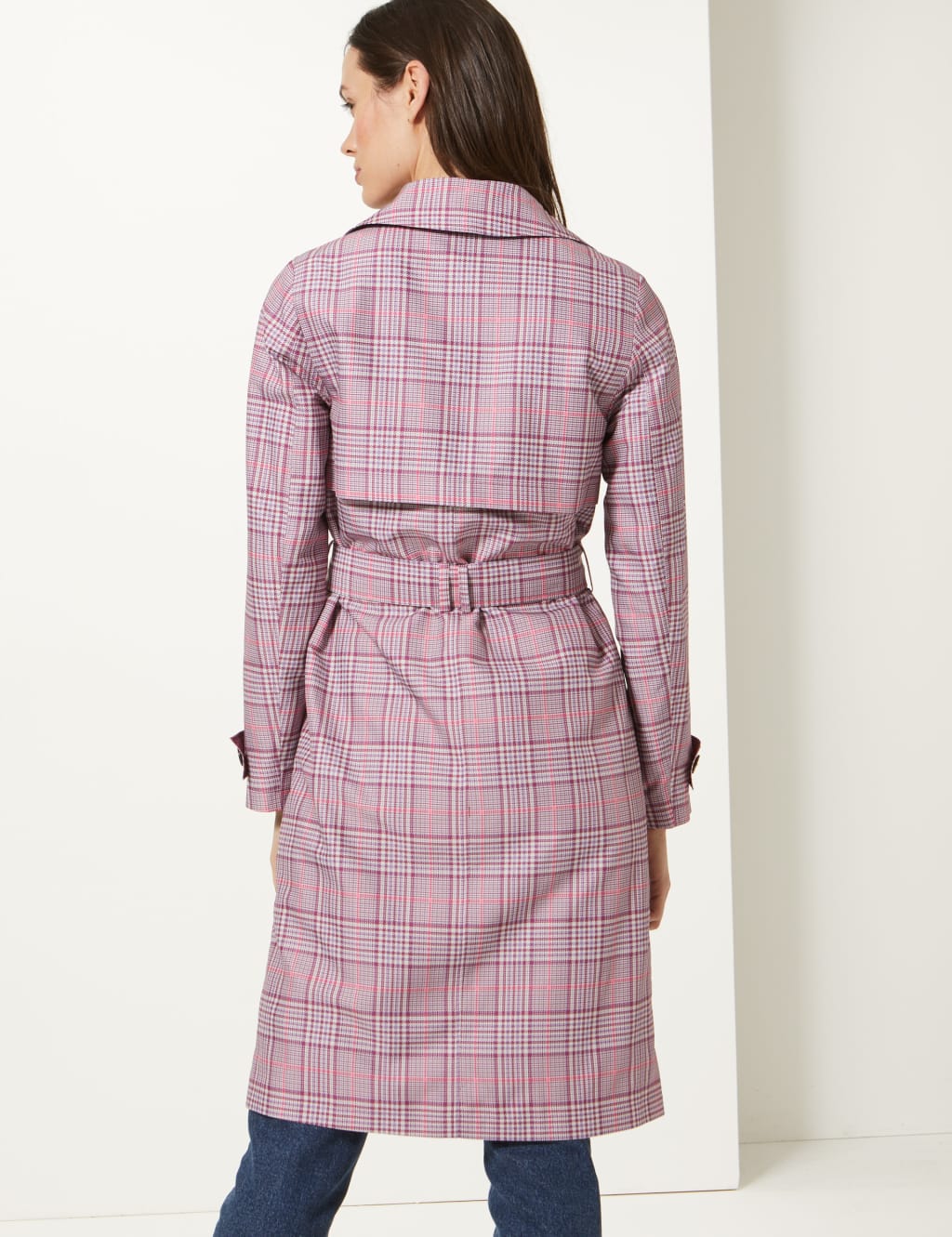 Checked Double Breasted Trench Coat 4 of 5