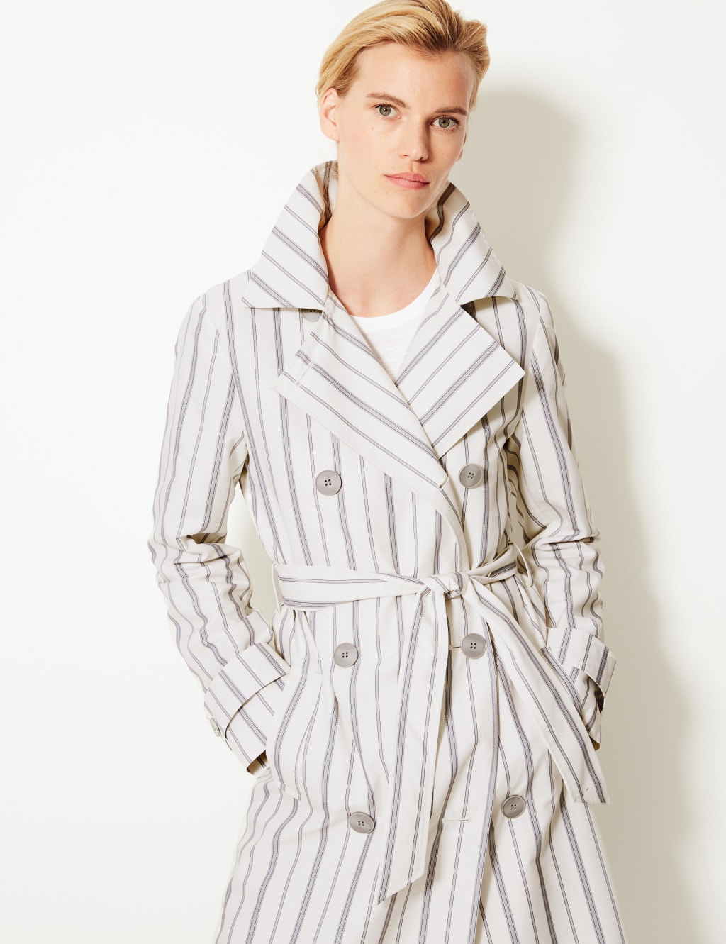 Striped trench coat deals