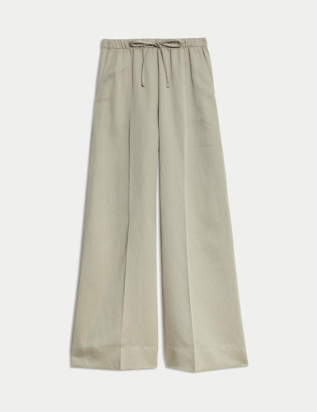 Linen Blend Twill Palazzo Trousers 2 of 7