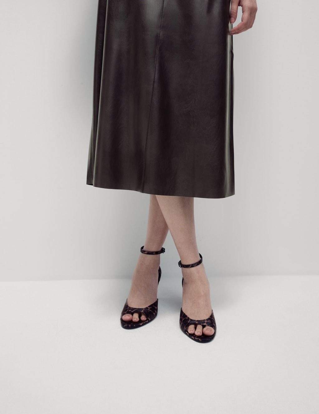 Leather Look Midi A Line Skirt M S Collection M S