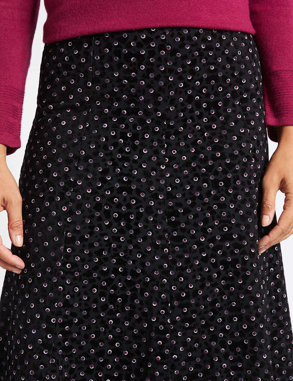 Spotted Flock A-Line Midi Skirt 5 of 5