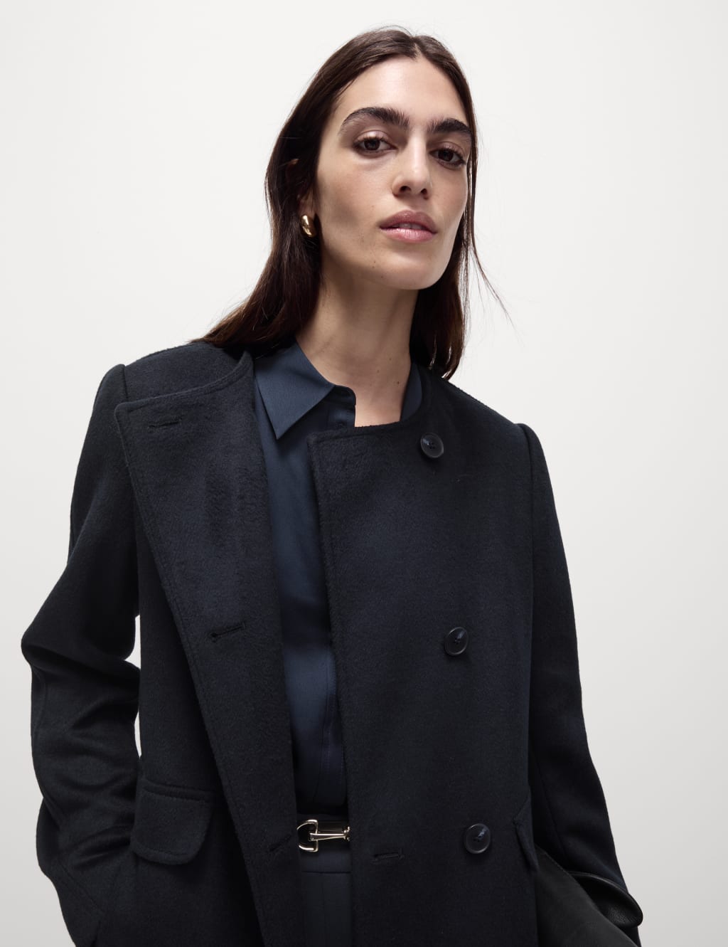 Womens collarless coat sales