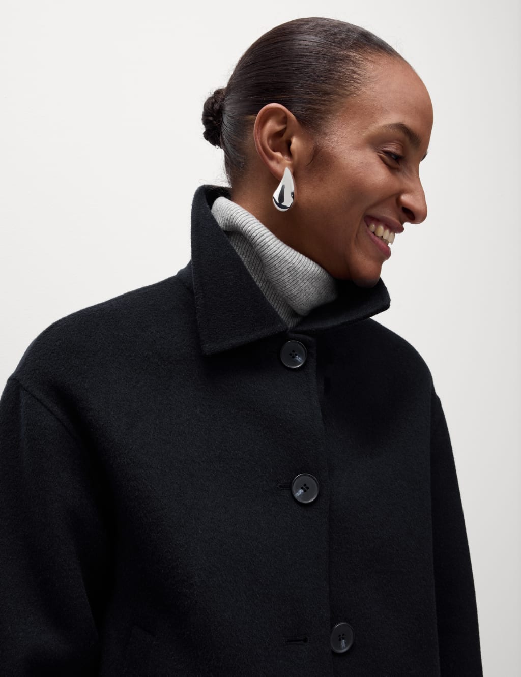 Short wool blend jacket clearance